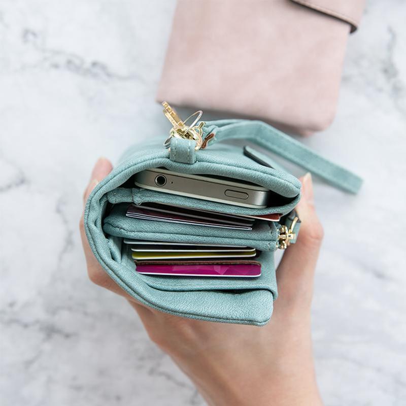 Small trifold leather wallet for women