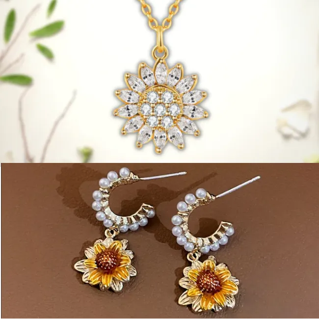 LAST DAY SALE - Fashion Sunflowers Necklace & Earrings 🌻🌼