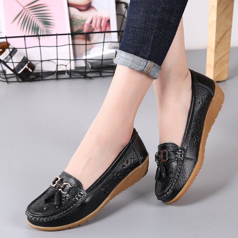 WOMENS HOLLOW SOFT LEATHER BREATHABLE MOCCASINS SANDALS 2022