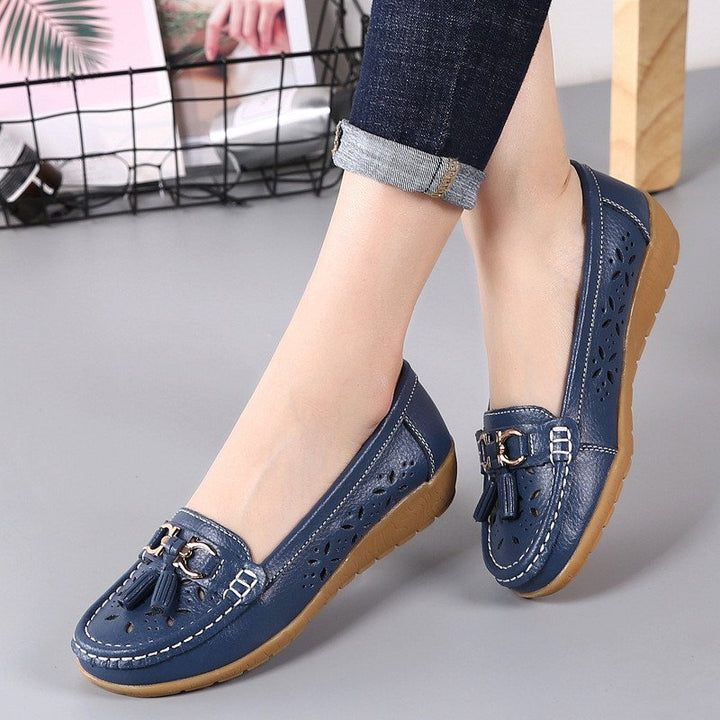 WOMENS HOLLOW SOFT LEATHER BREATHABLE MOCCASINS SANDALS 2022