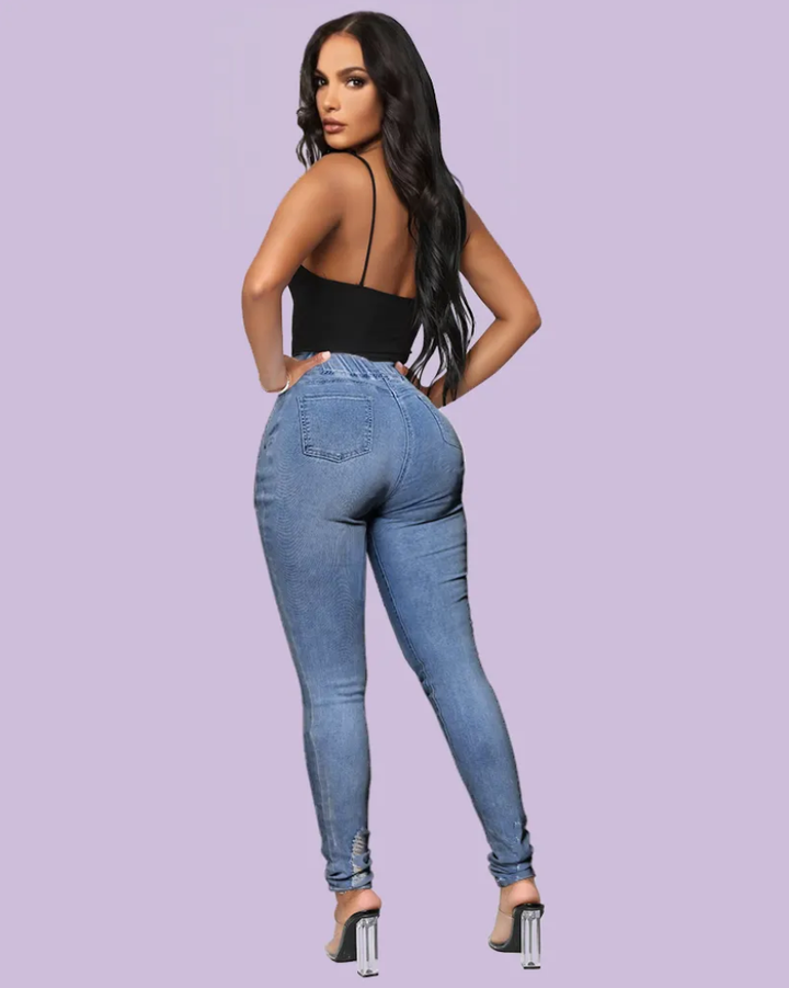 Plus Extreme Distressed Drawstring Waist Jeans