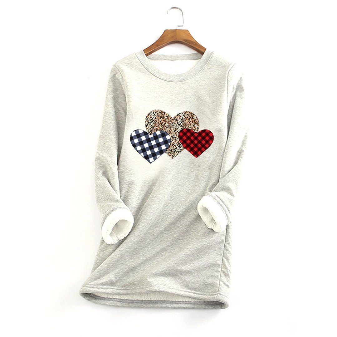 Love Casual Cotton Round Neck Solid Sweatshirt