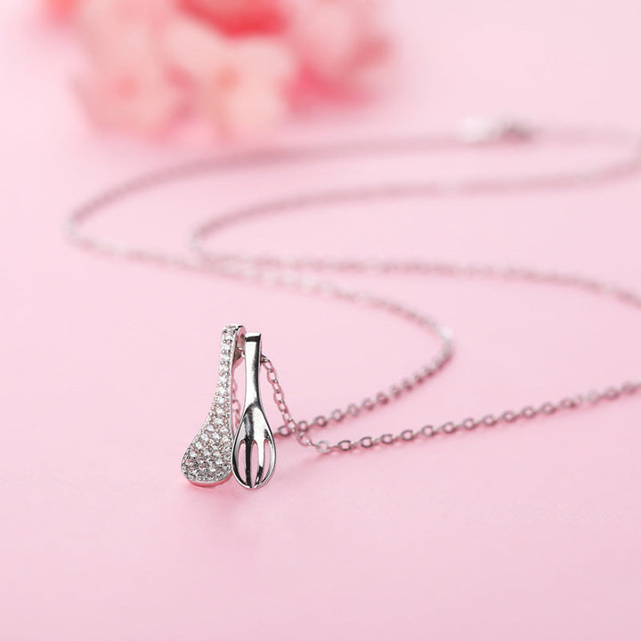 Full Diamond Fork Spoon Clavicle Necklace