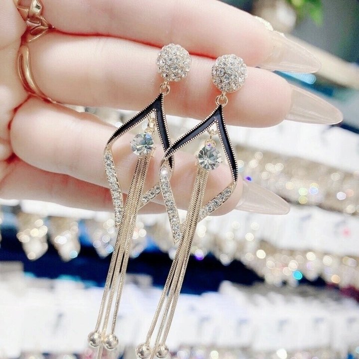 Geometric tassel earrings