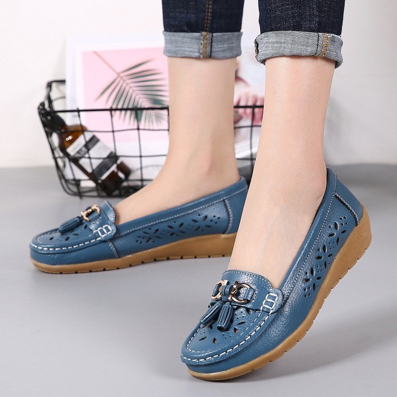 WOMENS HOLLOW SOFT LEATHER BREATHABLE MOCCASINS SANDALS 2022