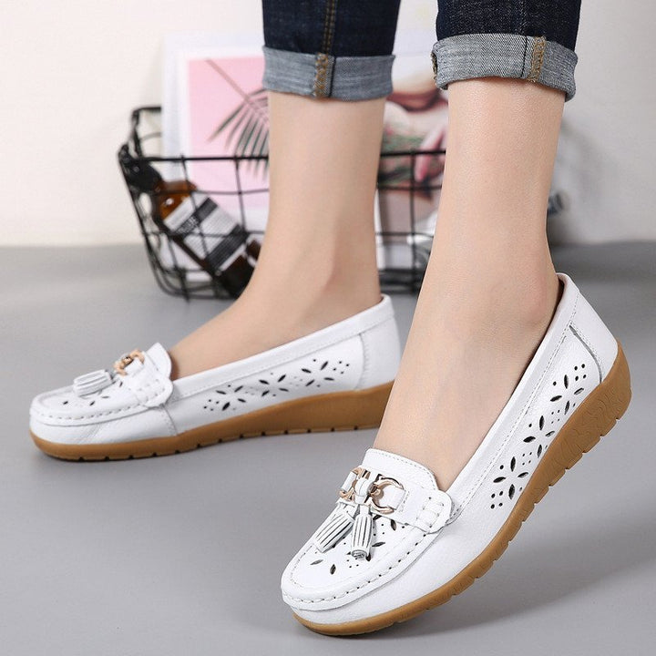 WOMENS HOLLOW SOFT LEATHER BREATHABLE MOCCASINS SANDALS 2022