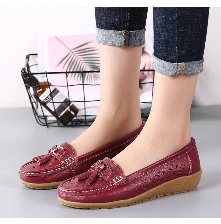 WOMENS HOLLOW SOFT LEATHER BREATHABLE MOCCASINS SANDALS 2022