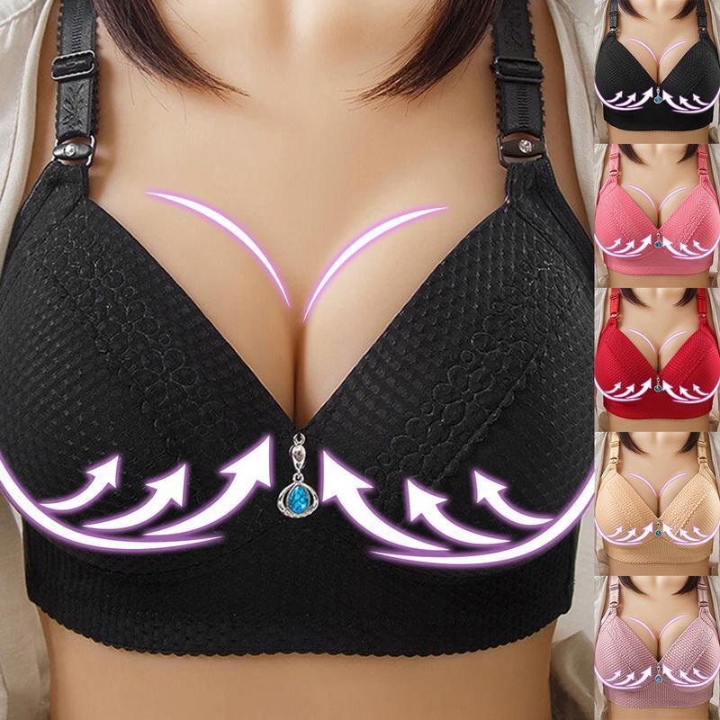 2024 Women Back Buckle Cotton Bras Wire Free Plus Size  Shoulder Straps Brasieres Comfort