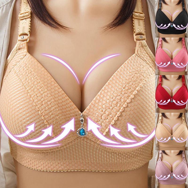 2024 Women Back Buckle Cotton Bras Wire Free Plus Size  Shoulder Straps Brasieres Comfort