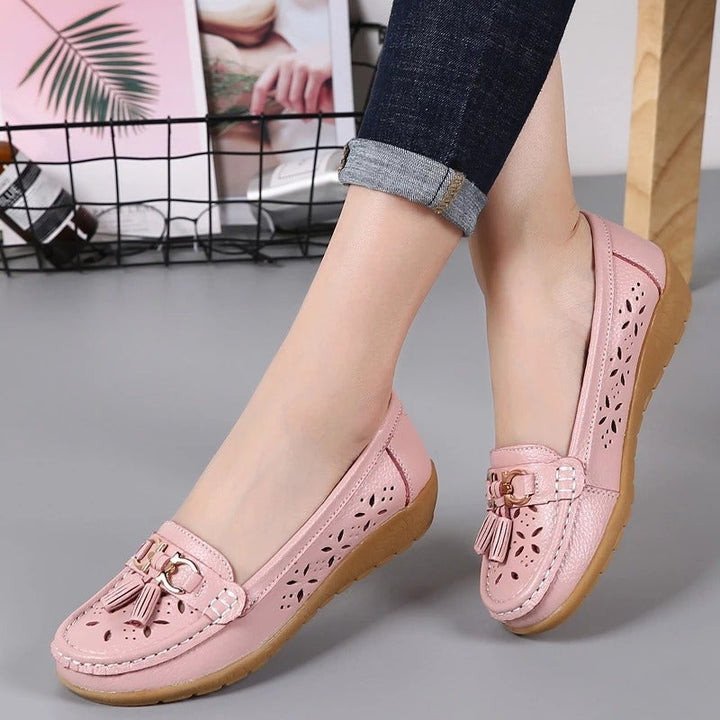 WOMENS HOLLOW SOFT LEATHER BREATHABLE MOCCASINS SANDALS 2022