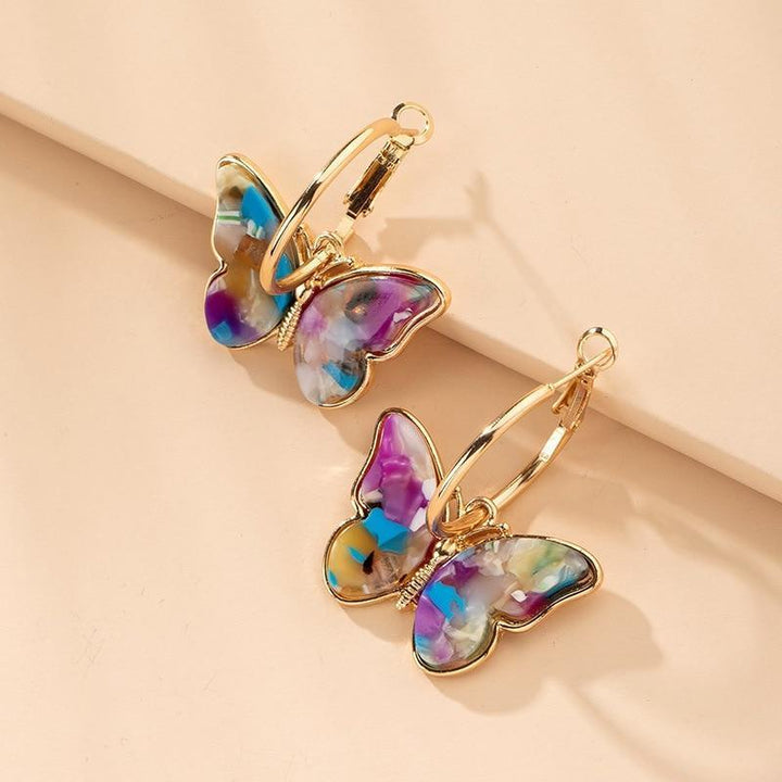 COLORFUL GLASS BUTTERFLY EARRINGS