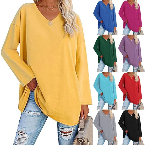 🔥Last Day Promotion-70% OFF💋Womens loose long sleeve fashion V-neck knit top