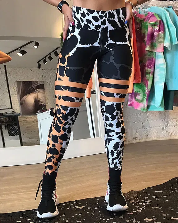 Allover Print High Waist Sports Leggings