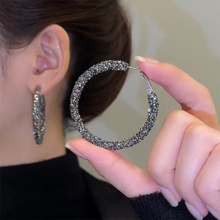 Silver Plated Diamond Big Hoop Earring