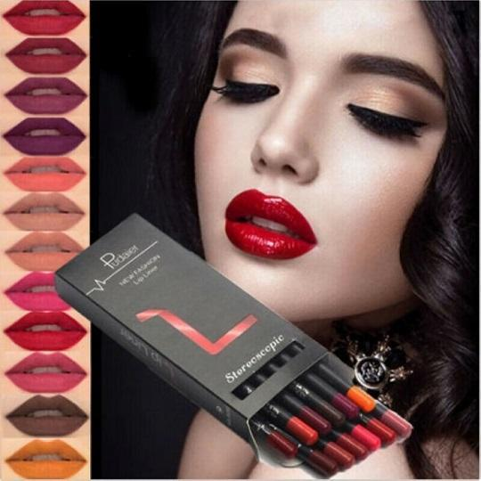 12 Colors Lip Liner Pencil Waterproof Non Marking