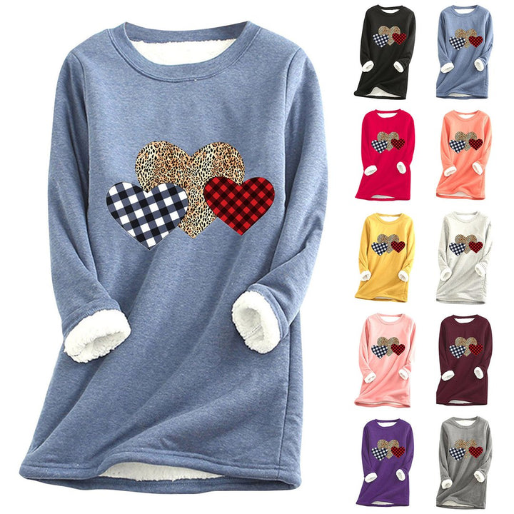 Love Casual Cotton Round Neck Solid Sweatshirt