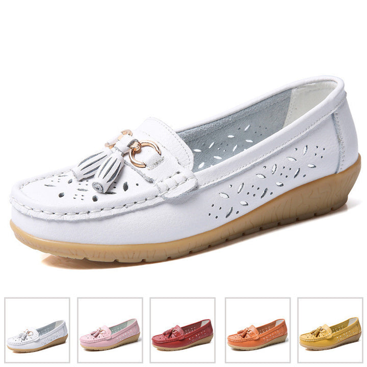 WOMENS HOLLOW SOFT LEATHER BREATHABLE MOCCASINS SANDALS 2022