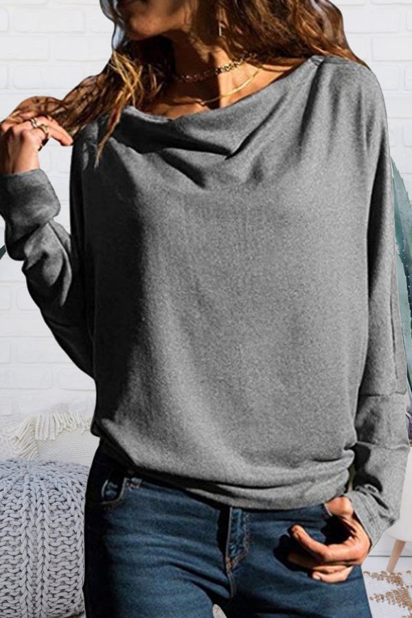 Bat Sleeve Solid Color Casual Blouse