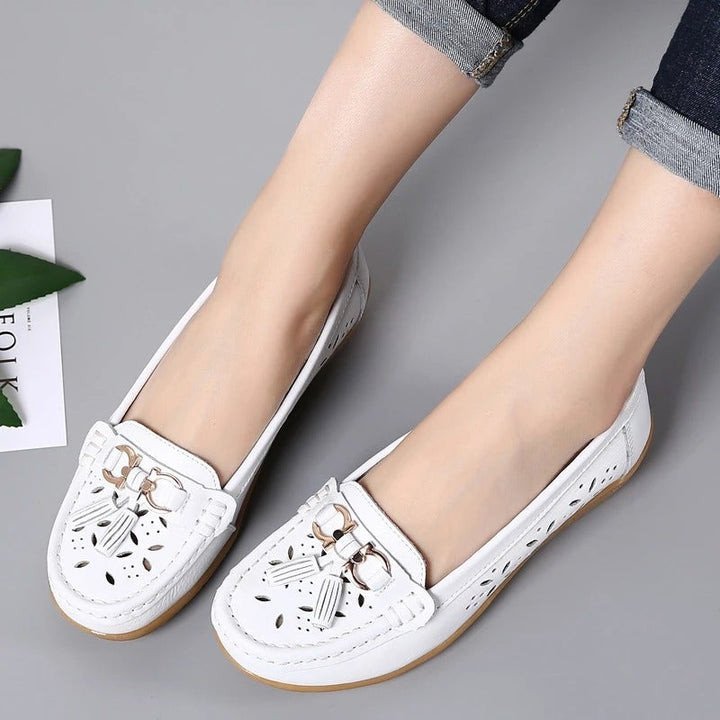 WOMENS HOLLOW SOFT LEATHER BREATHABLE MOCCASINS SANDALS 2022