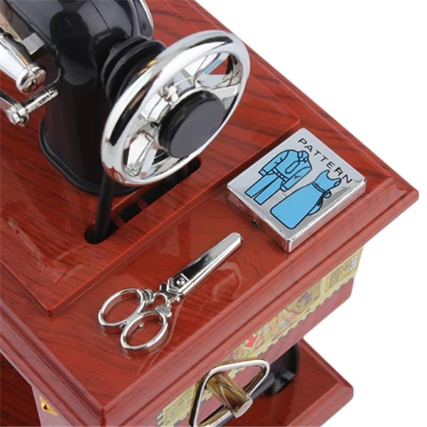 Wood Mini Sewing Machine Music Box