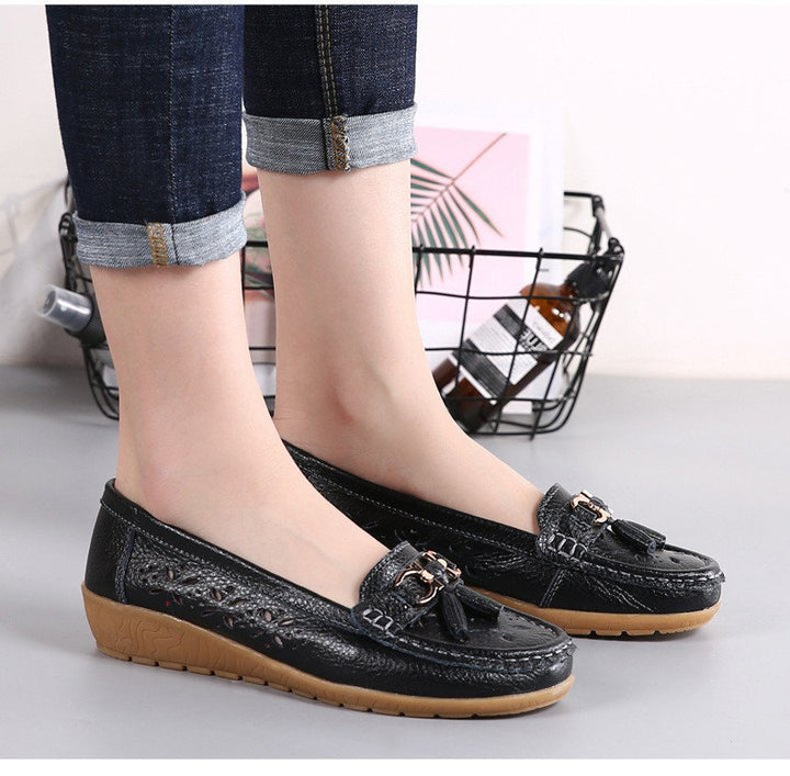 WOMENS HOLLOW SOFT LEATHER BREATHABLE MOCCASINS SANDALS 2022