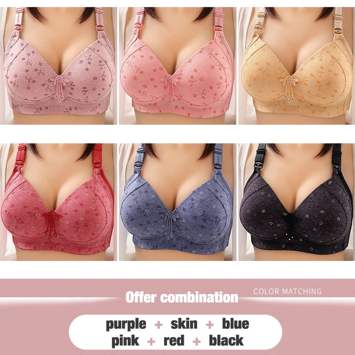 Oversize womens front button printed bra