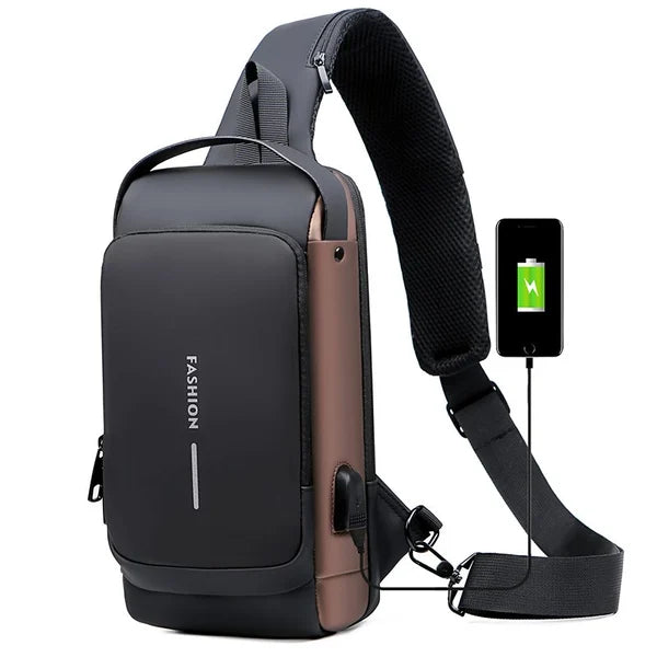 USB charging sport sling Anti-theft shoulder bag