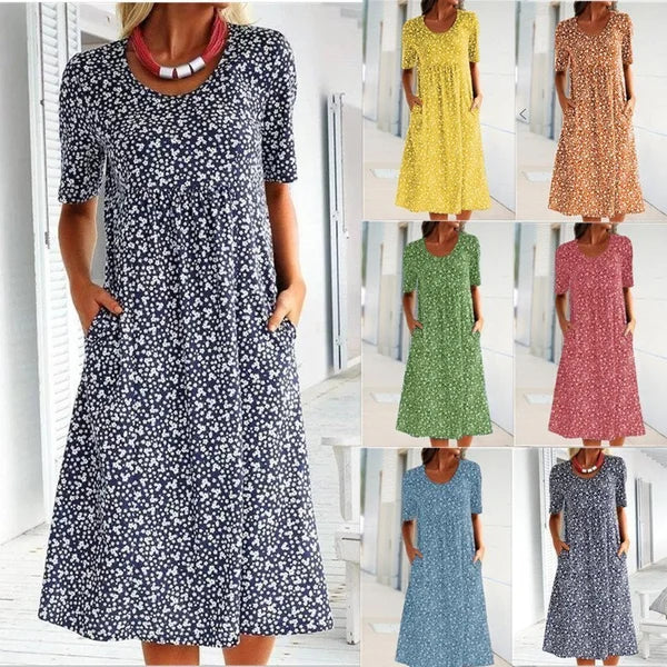 🔥BUY 2 FREE SHIPPING-2022 Floral Crewneck Resort Midi Dress