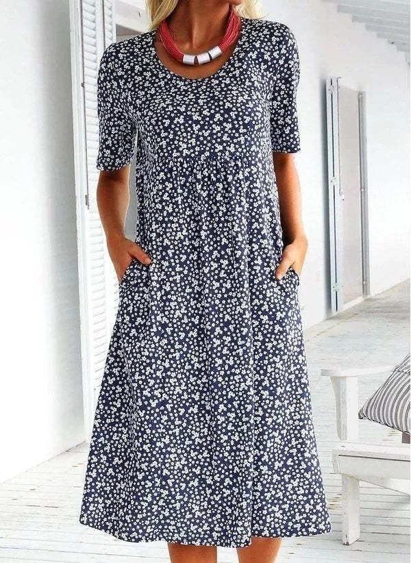 🔥BUY 2 FREE SHIPPING-2022 Floral Crewneck Resort Midi Dress