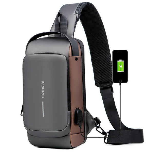 USB charging sport sling Anti-theft shoulder bag