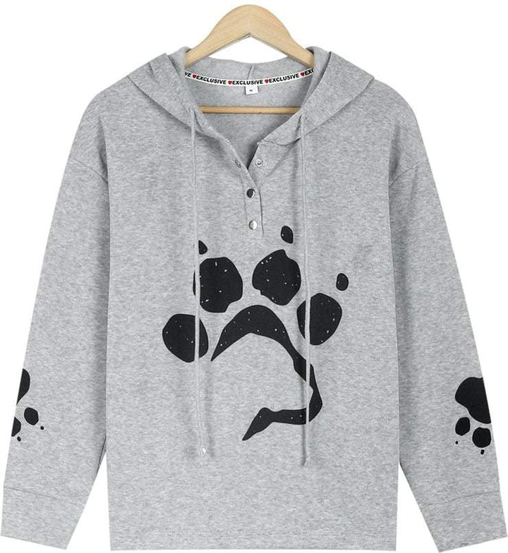 Pet Love Cat or Dog Paw Print Buttoned Sweatshirt