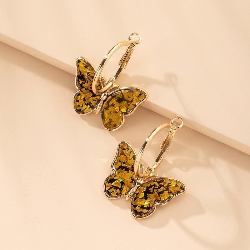 COLORFUL GLASS BUTTERFLY EARRINGS