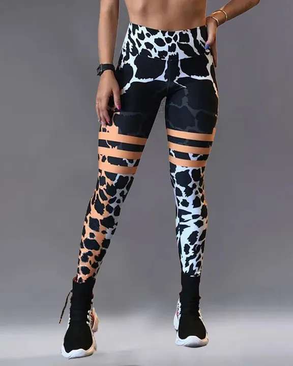 Allover Print High Waist Sports Leggings