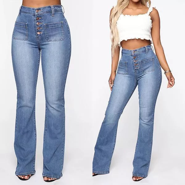 49% OFF🔥BUTTON FLY BOOTY SHAPING HIGH WAIST FLARE JEANS🔥