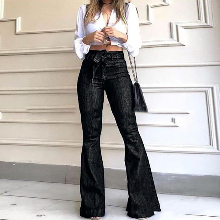 Tie Waist Butt Lifting Flare Jeans