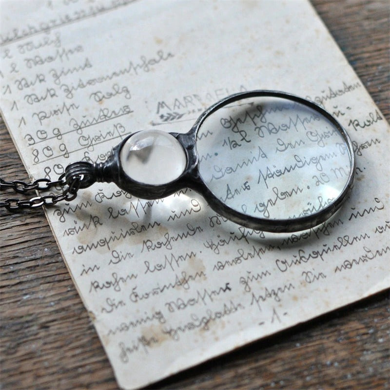 Large Magnifying Glass Pendant Necklace Gift