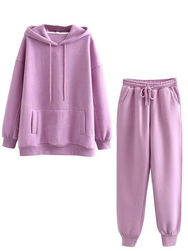 Casual Home Outfits Hooded Sweatshirt Set