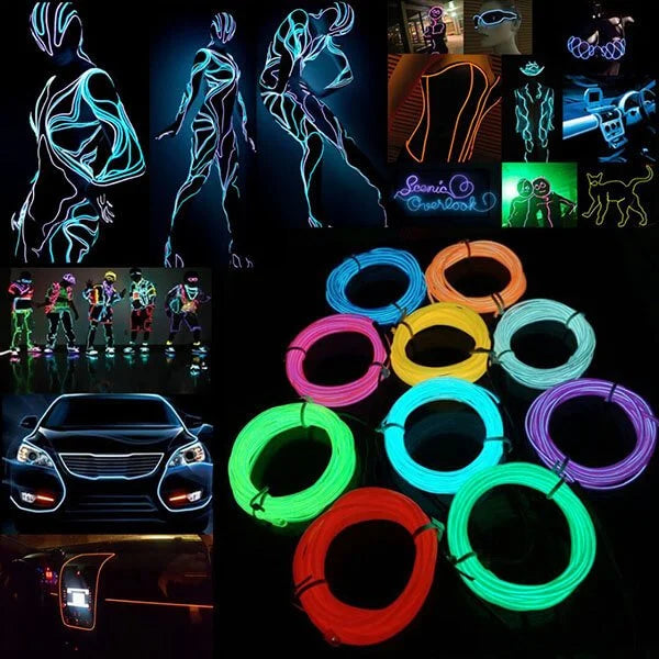 LED Stick Figure Kit EL Wire Cable LED Neon Dance Party DIY Costumes Clothing Luminous Light Decoration