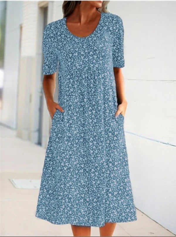 🔥BUY 2 FREE SHIPPING-2022 Floral Crewneck Resort Midi Dress