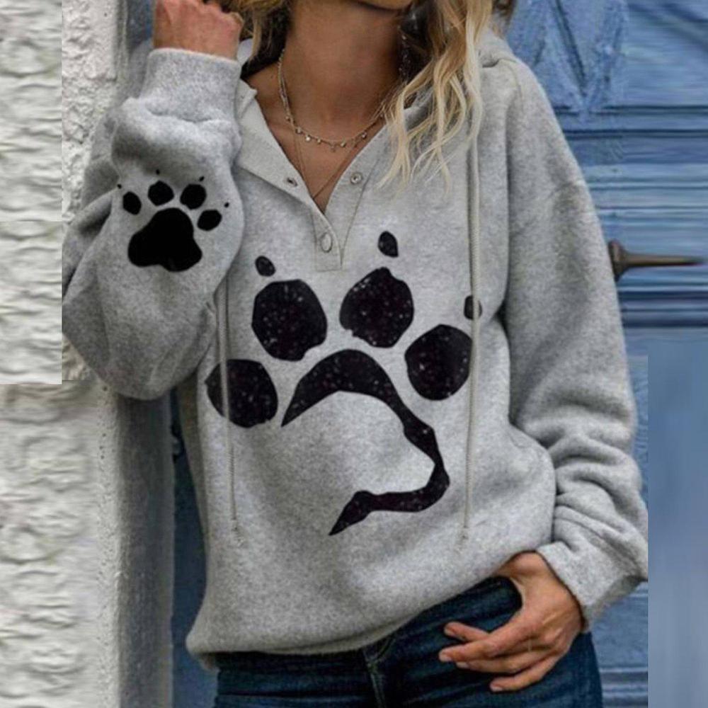Pet Love Cat or Dog Paw Print Buttoned Sweatshirt