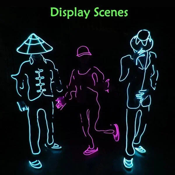 LED Stick Figure Kit EL Wire Cable LED Neon Dance Party DIY Costumes Clothing Luminous Light Decoration