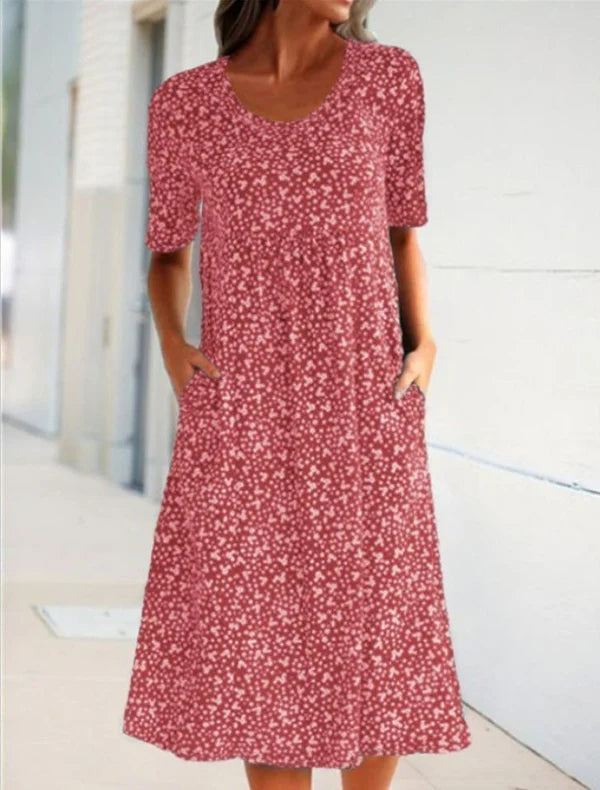 🔥BUY 2 FREE SHIPPING-2022 Floral Crewneck Resort Midi Dress