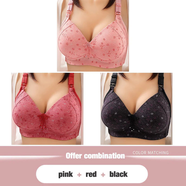 Oversize womens front button printed bra