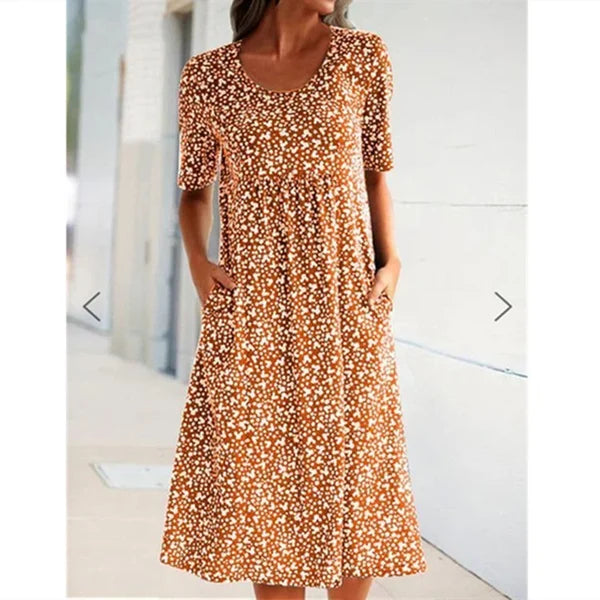 🔥BUY 2 FREE SHIPPING-2022 Floral Crewneck Resort Midi Dress