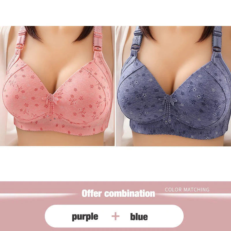 Oversize womens front button printed bra