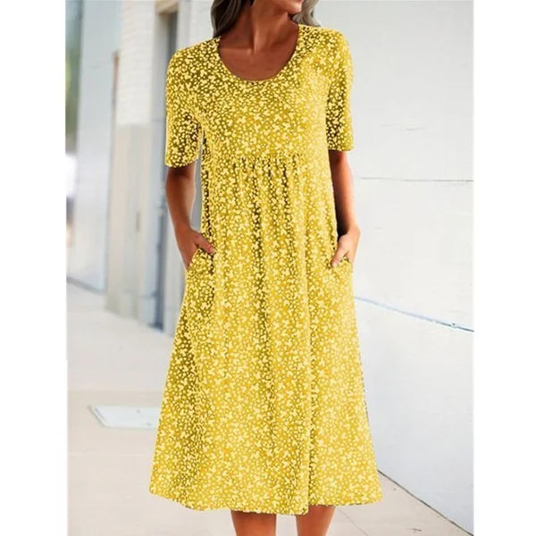 🔥BUY 2 FREE SHIPPING-2022 Floral Crewneck Resort Midi Dress