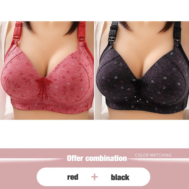 Oversize womens front button printed bra