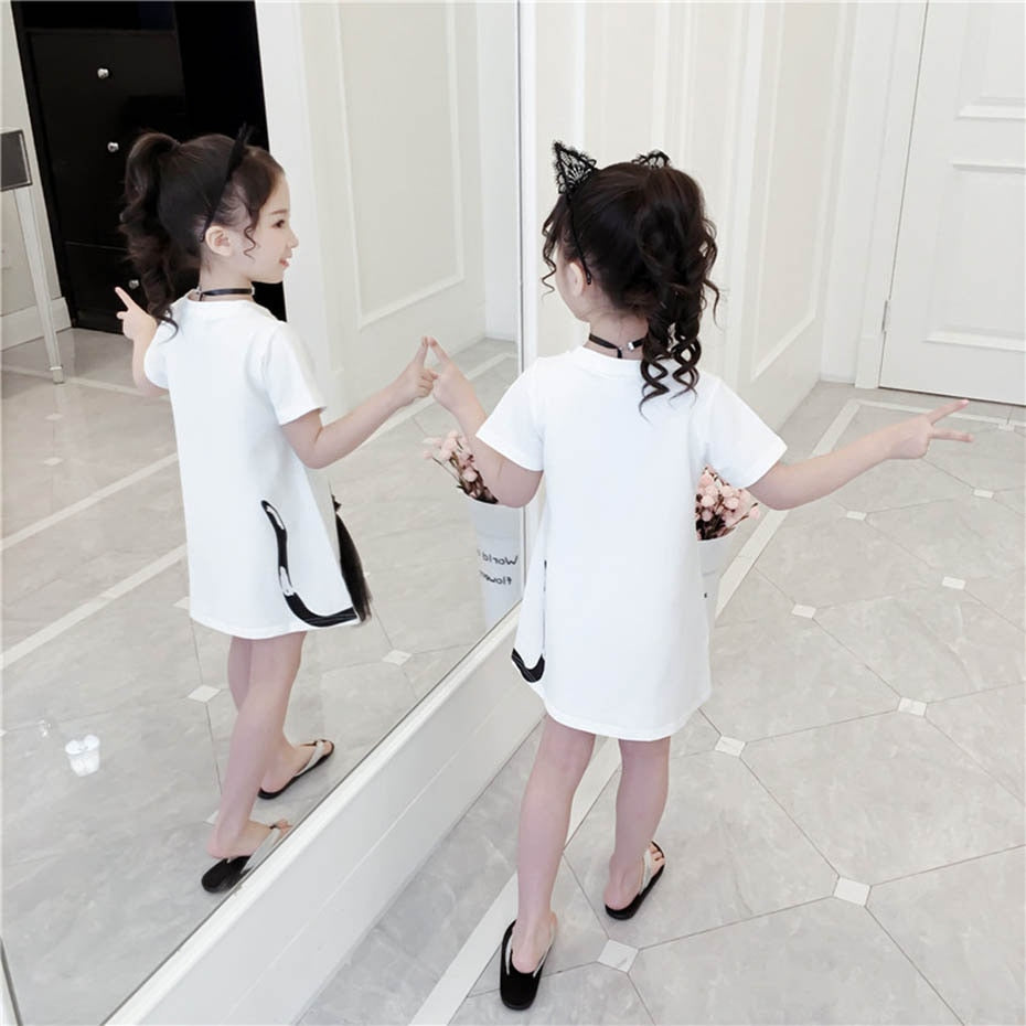 Elegant Black Cat Kids Dress