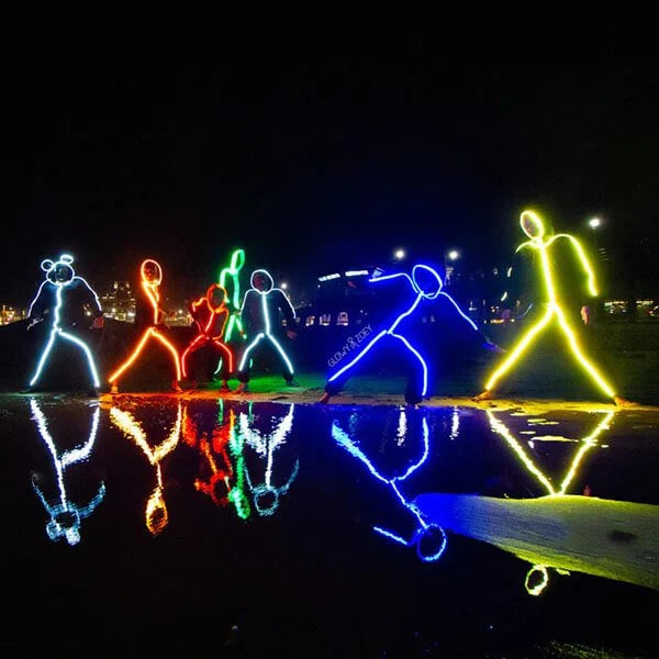 LED Stick Figure Kit EL Wire Cable LED Neon Dance Party DIY Costumes Clothing Luminous Light Decoration