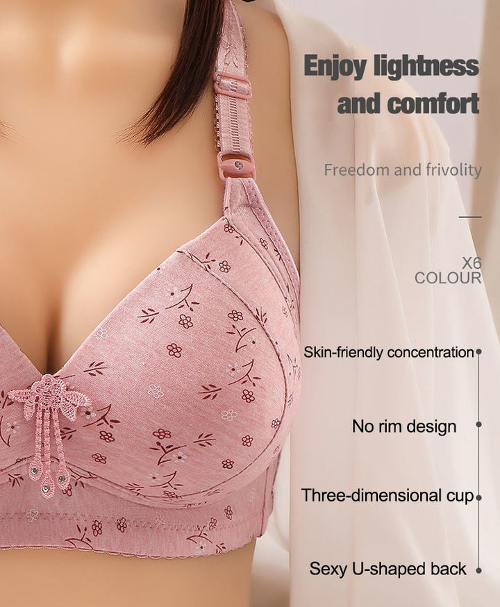 Oversize womens front button printed bra